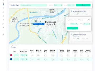 Setting Route expend box card change edit expend form green icon map ui view