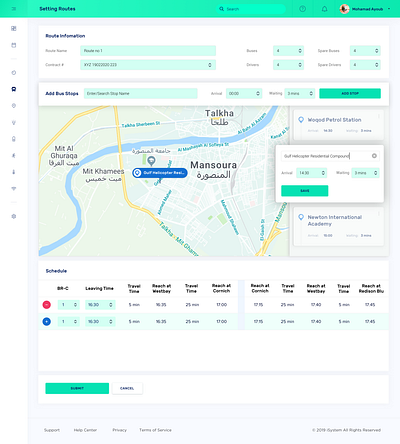 Setting Route expend box card change edit expend form green icon map ui view