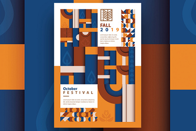 Modern Fall Templates abstract autumn pattern branding de stijl design editable fall pattern geometric illustration modernism oktoberfest poster design printable template vector