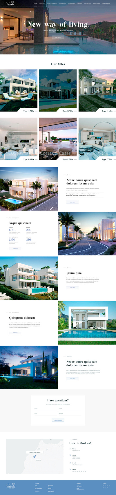 Palmera design typography ui ux villa villas web website