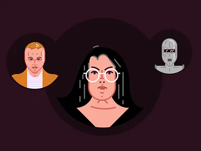 Heads Avatars avatars character collection droid flat icons illustration lineart man people robot simple symbols vector webdesign woman