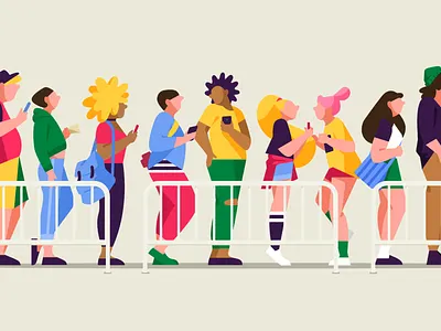 Concert 2d character concert flat illustration line people vector woman