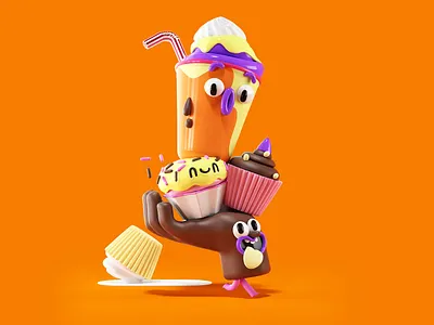 Happy Snack 3d book cgi character character design food friends hand illustration kids meal render snack