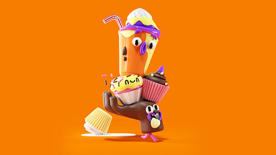 Happy Snack 3d book cgi character character design food friends hand illustration kids meal render snack