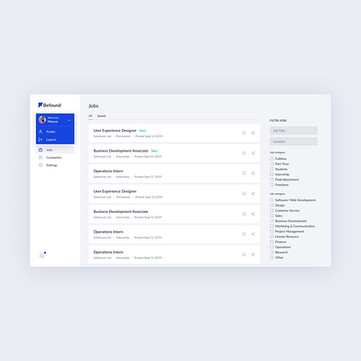 Befound - Account Options design job application product design ui ui design uiux ux ux design