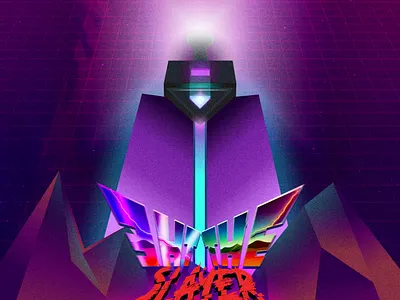 The Slayer 1980s art design illustration illustrator photoshop retro retrowave synthwave vaporwave