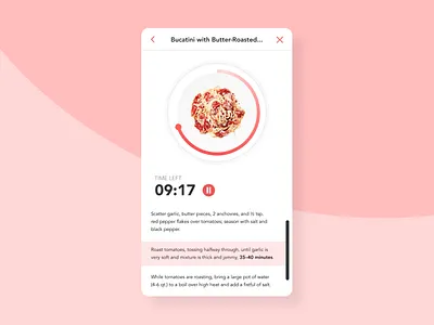 Daily UI #014: Timer 14 bonappetit cooking daily ui dailyui dailyui014 design light interface pink recipe scroll steps timer ui user interface