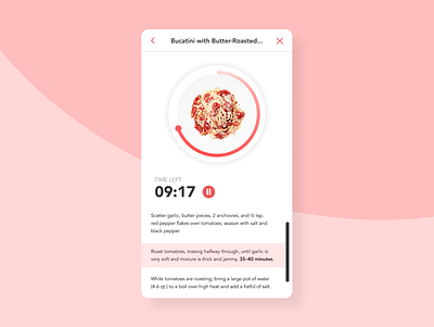 Daily UI #014: Timer 14 bonappetit cooking daily ui dailyui dailyui014 design light interface pink recipe scroll steps timer ui user interface