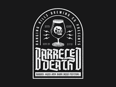 Barreled Death V3 badge design badge logo badgedesign beer beer art beer branding beer label beerfest branding branding design craft beer death metal event branding heavymetal horror logos metal band poster design skulls stout