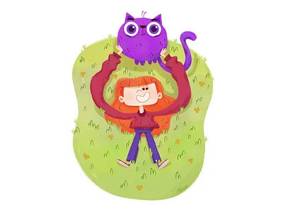 Cat Girl cat characterdesign childrens illustration girl illustration pet