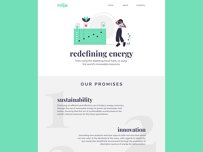 Miljo - Landing/About Page branding design electricity figma illustration landing landing page sustainability ui uiux undraw uxui web design web mockup web ui