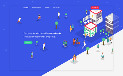 Birchal - Crowdfunding Platform blue crowdfunding homepage illustrative landing landing page platform typography ui web website
