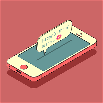 Happy Birthday design happy birthday illustration iphone isometric phone vector