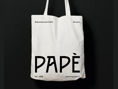 Papè Restaurant brand brand identity branding design letters logo totebag typography