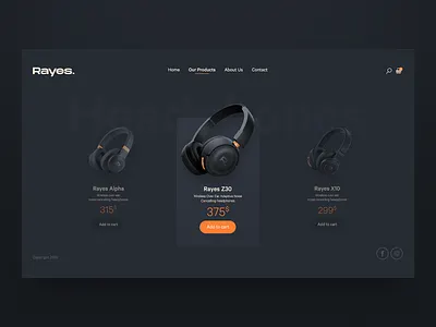 Rayes Headphones Store | Products Page adobexd app audio cuberto design download free headphones inspiration invision mobile psd ui ui design user experience user interface user interface design ux webdesign website