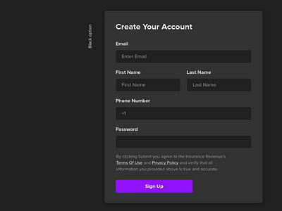 Sign Up Form black bluebutton darkui form minimal registration signup