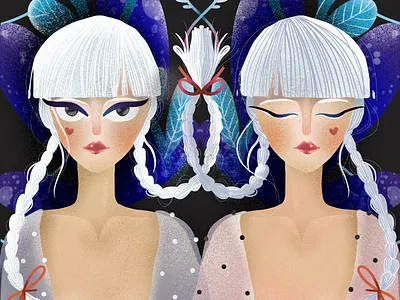 Double trouble blonde digital art elena greta apostol procreate symmetry twins