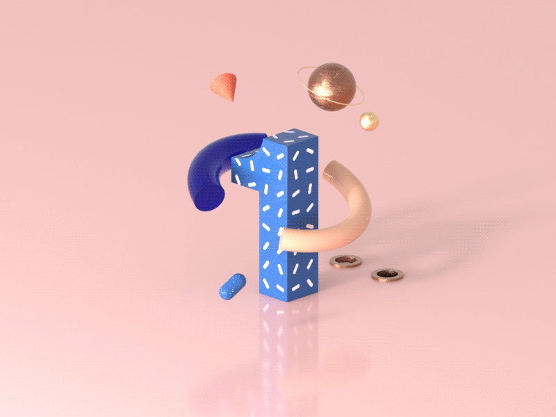 Number one 3d 3d art cinema4d colorful geometry loop numbers octane octanerender one pink plastic primitive shader texture