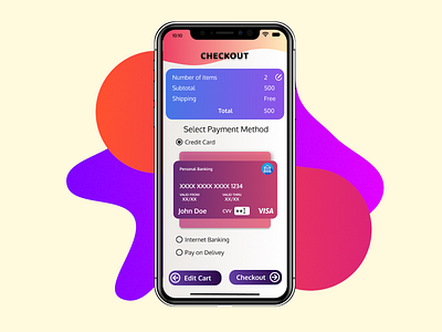 #DailyUI Challenges - Day 002 : Credit Card Checkout app credit card credit card checkout dailyui design flat illustration typography ui ux vector web