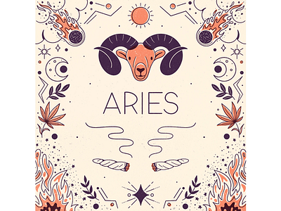 Aries aries astrology cannabis fire horoscope illustration leafly marijuana procreate ram zodiac