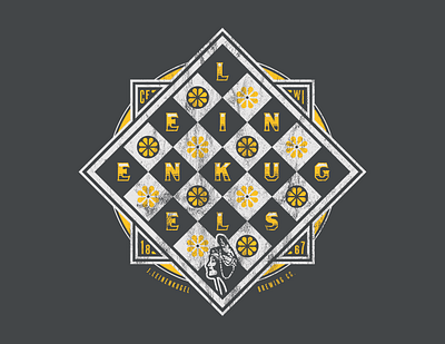 Leinenkugel's Mandala apparel design brewing company checkerboard design diamond geometric grid mandala t shirt typography yellow