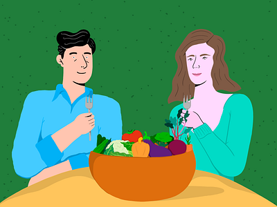 Vegetarianismo adobe photoshop brush eat healthy food healthy lifestyle healthyfood illustration man vegetables vegetarian vegetarianism woman