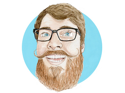 Waldo art blue cape town chestnut brown commision design frames ginger beard gingerbread glasses illustration moustache portrait profile pic profile picture watercolor watercolor painting