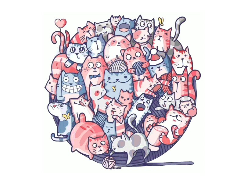 Doodle cats art cat cats doodle doodleart doodles gif gif animated illustration illustrations logodesign logos procreate procreate art