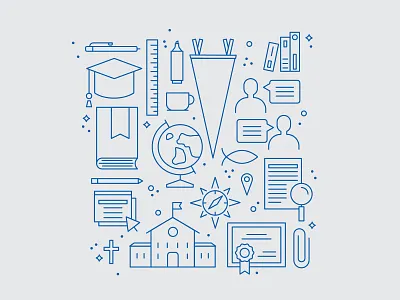 Seminary Icons academic blue book certificate christian college globe graduation grey icons icons design pennant school search seminary university