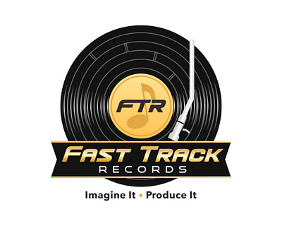 Fast Track Records - winning logo design harmony logo music note records sing song sound track vector voice