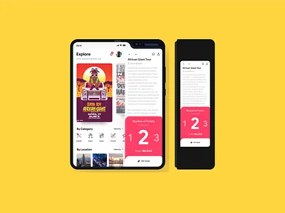 Foldable UI concept app booking design event event app figma foldable ticket ticket booking ui design