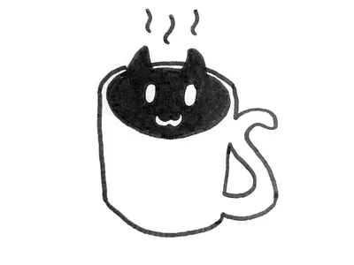 Coffee cat cat coffee illustration simple sketches