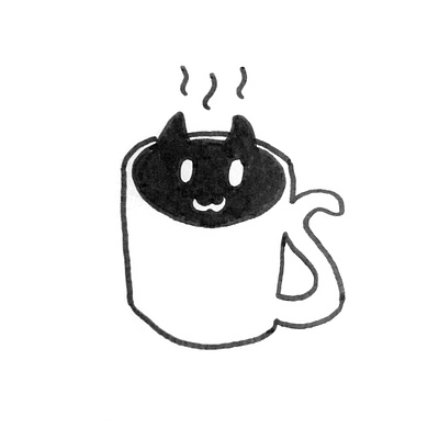 Coffee cat cat coffee illustration simple sketches