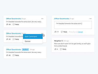 Comment Feed UI Elements. comment feed comment ui product design ui user interface