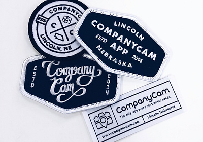 CompanyCam Patches badge branding design logo merchandise design sketch to stitch type
