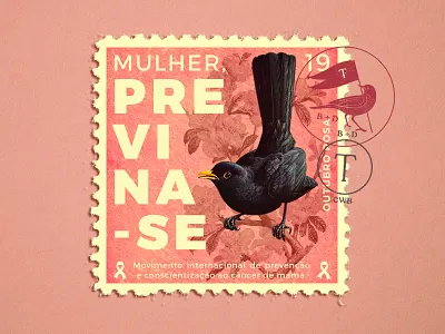 Selo Outubro Rosa cancer illustration mama outubro outubro rosa postal stamp rosa seal turdus