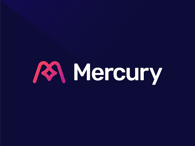 Mercury Logo Redesign 2d brand gradient identity letter light logo logo design logotype m letter m logo mercury planet redesign