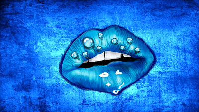 Blue Lips blue branding design hand drawn icon line art lips logo logo design photoshop