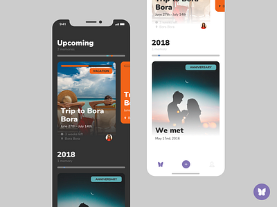 Butterfly iOS App app branding dark mode design flat ios iphone x light mode materik mattias farnemyhr typography ui ux wip