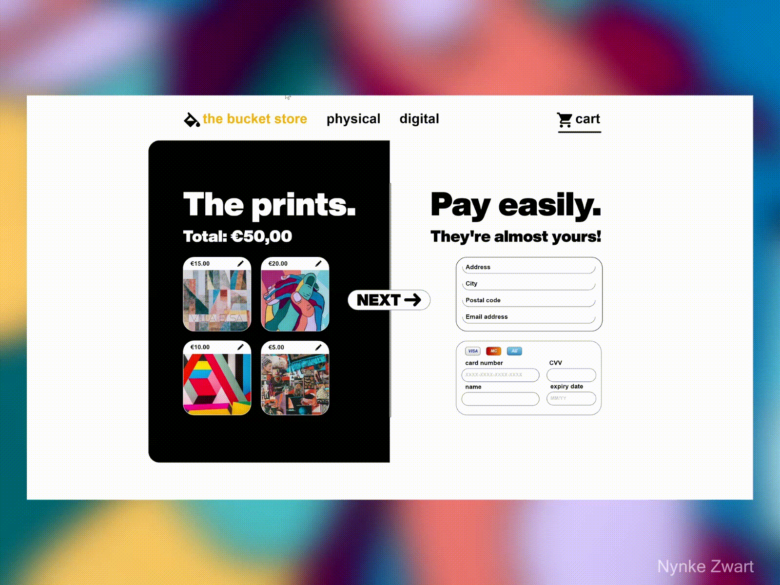 Creditcard checkout - Art Store art art store challenge credits daily ui dailyuichallenge graphic design pay by card ui unsplash