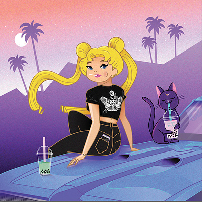 Los Angeles art character design design fan art illustration illustrator los angeles sailor moon vector