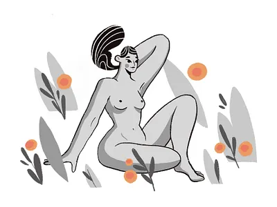 Calm character illustration illustrator nude procreate woman
