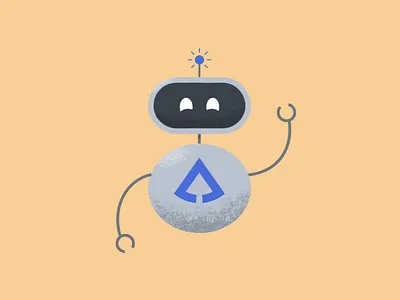 Hi, I'm Sprucebot branding character illustration robot