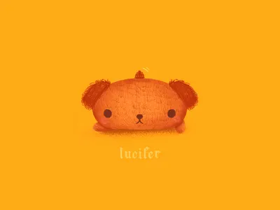 LUCI blackletter burnt orange cute dog doodle drawlloween illustration inktober kawaii lettering lucifer poodle