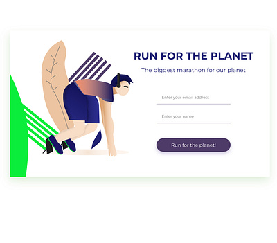 Run for the planet adobe dailyui design earth flat illustration illustrator interaction interface landing page marathon run ui xd