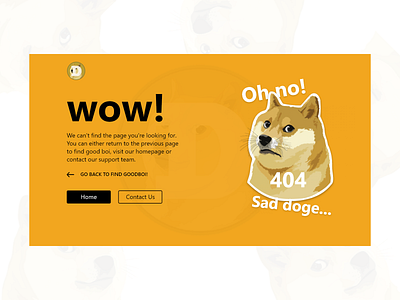 Daily UI Challenge 008 404page branding daily 100 challenge dailyui design dogecoin illustration minimal ui vector web website