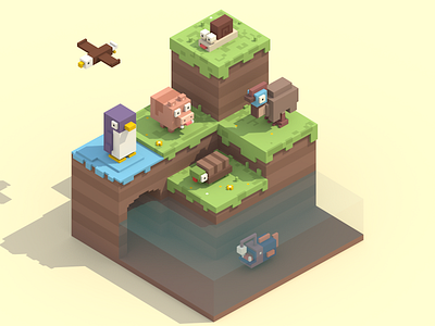 Crossy Road Characters 3d 8bit animals character characterdesign crossy road cute isometric magicavoxel pixel retro voxel art voxelart
