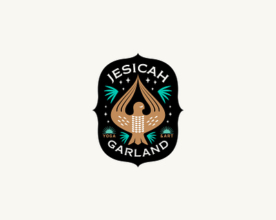 Jesicah Garland badge branding crest design hawk icon illustration logo yoga logo