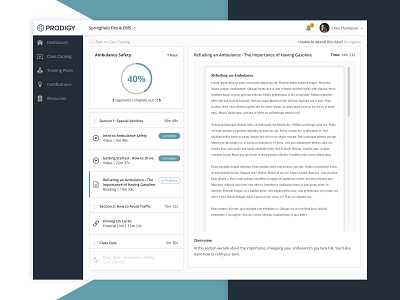 EMT Learning Platform class course learning management system pdf product design progress ui