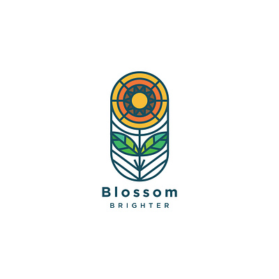 Flat Line Blossom Logo artwork design flat flat icon graphic design icon illustration inspiration logo sun sunflower vector